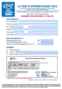 bordereau taxe apprentissage 2022